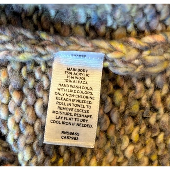 Treasure Bond Women’s Chunky Cropped Alpaca Wool‎ Blend Rainbow Knit Sweater - Picture 7 of 8